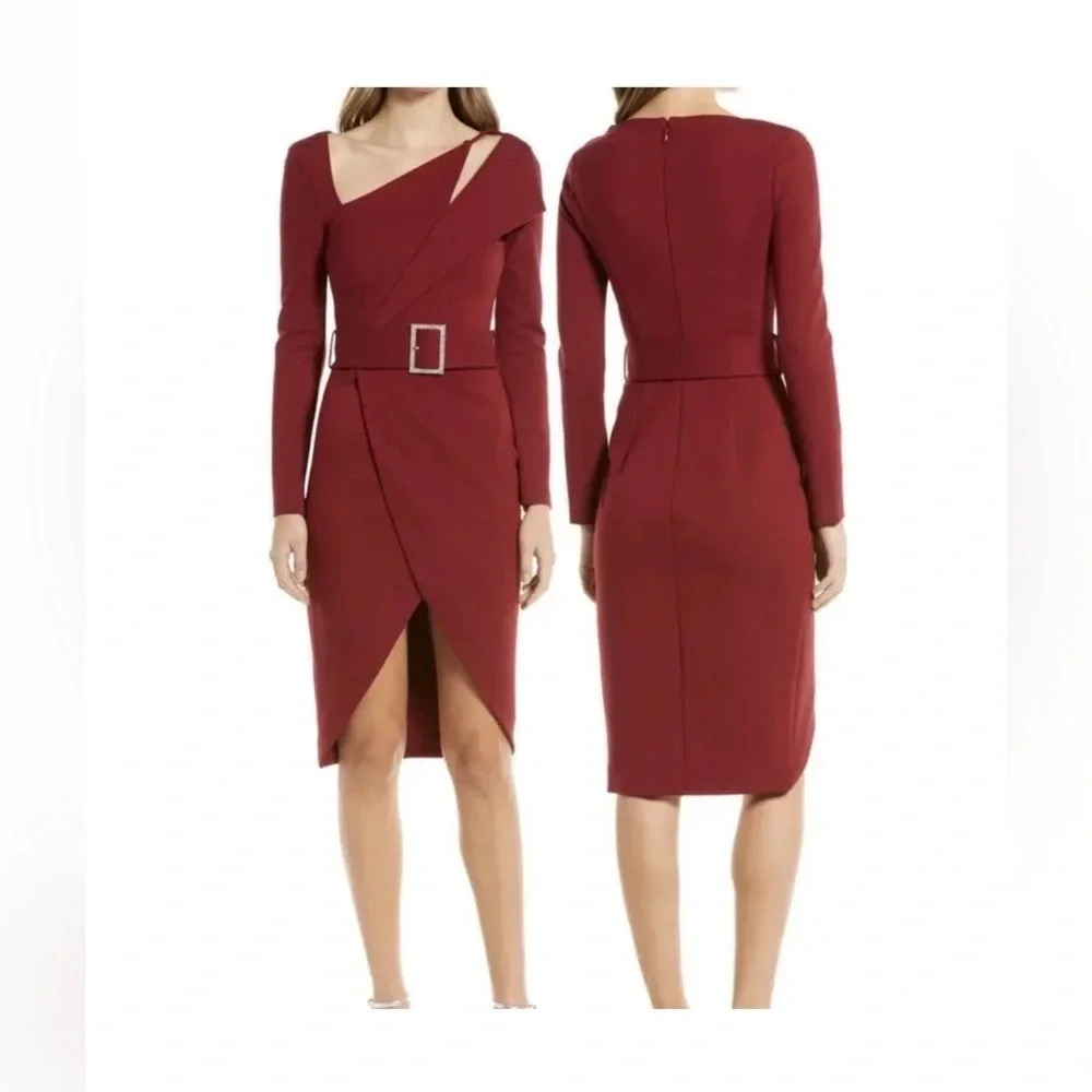 Lavish Alice Ponte Asymmetric Long-Sleeve Dress NWT size 12